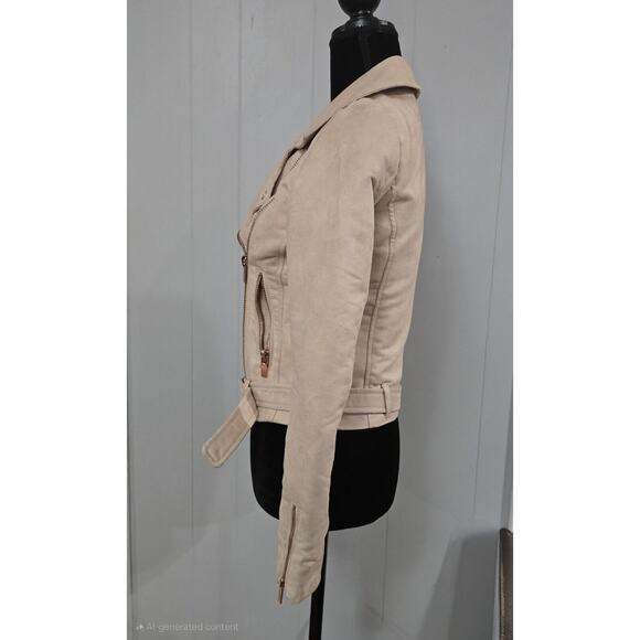 Lauren Conrad Runway LC MOTO‎ Size 2 Women Faux Vegan Leather Suede Crop Jacket - Picture 3 of 9